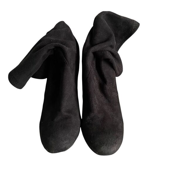 TOMMY HILFIGER Black Faux Suede Pull On Ankle Boots Heel  10 - Picture 7 of 12